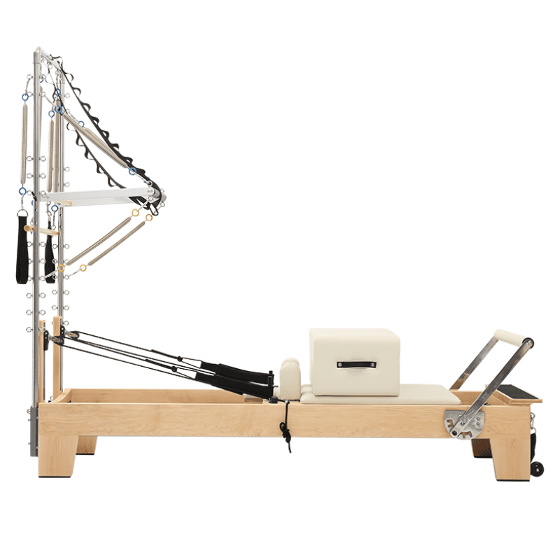 Aparelho de Pilates Reformer OEM com meia torre e opção de logotipo personalizado.