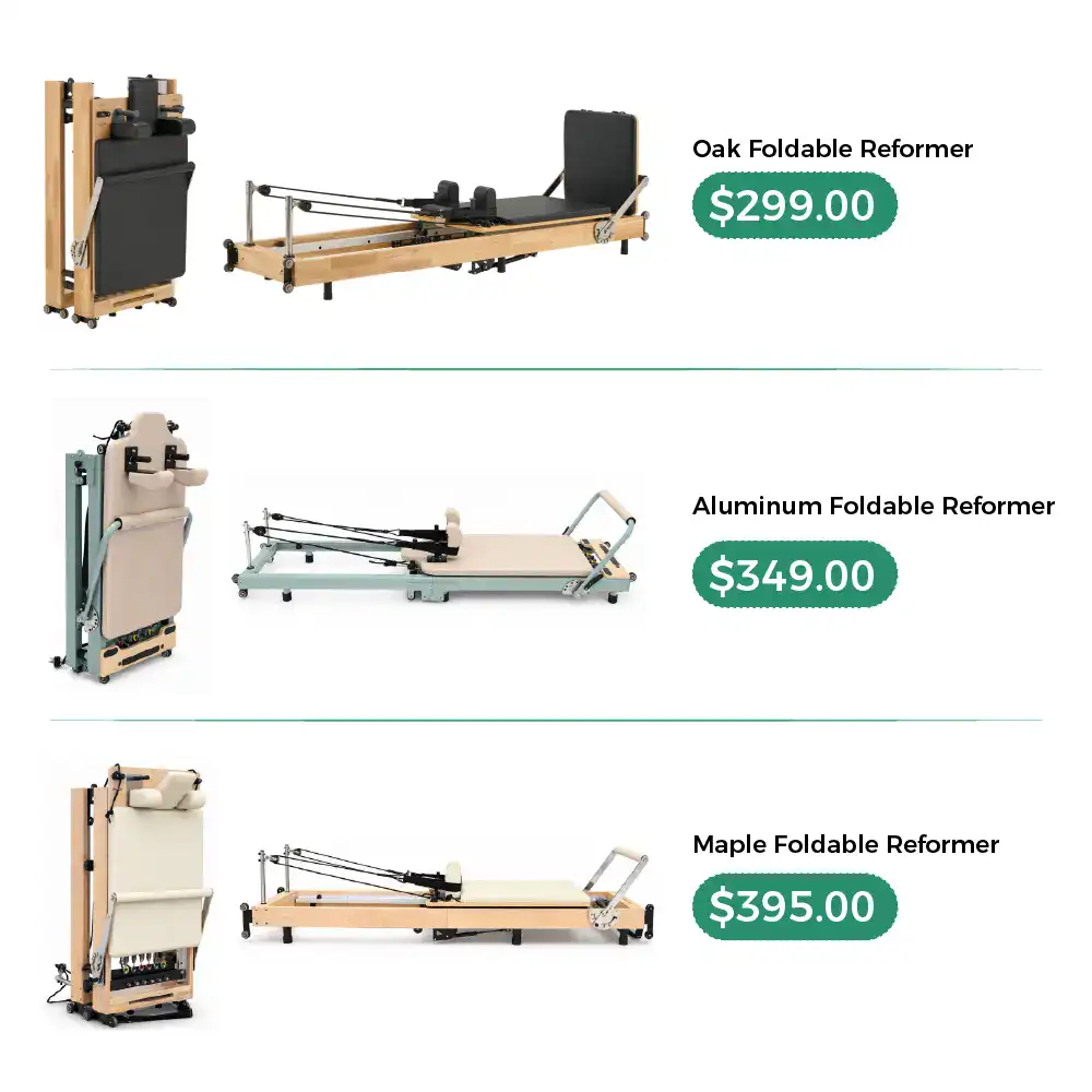 Foldable Pilates reformer fully visible