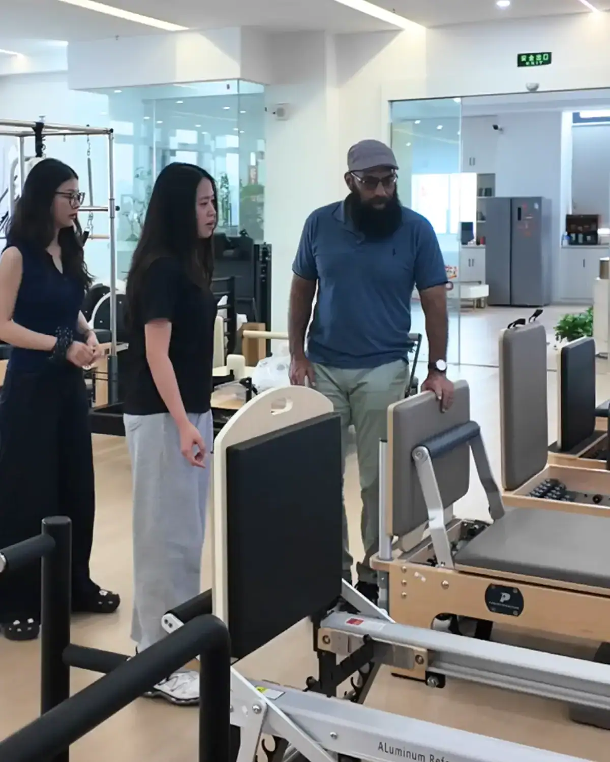 Close-up of reformer hardware being tested