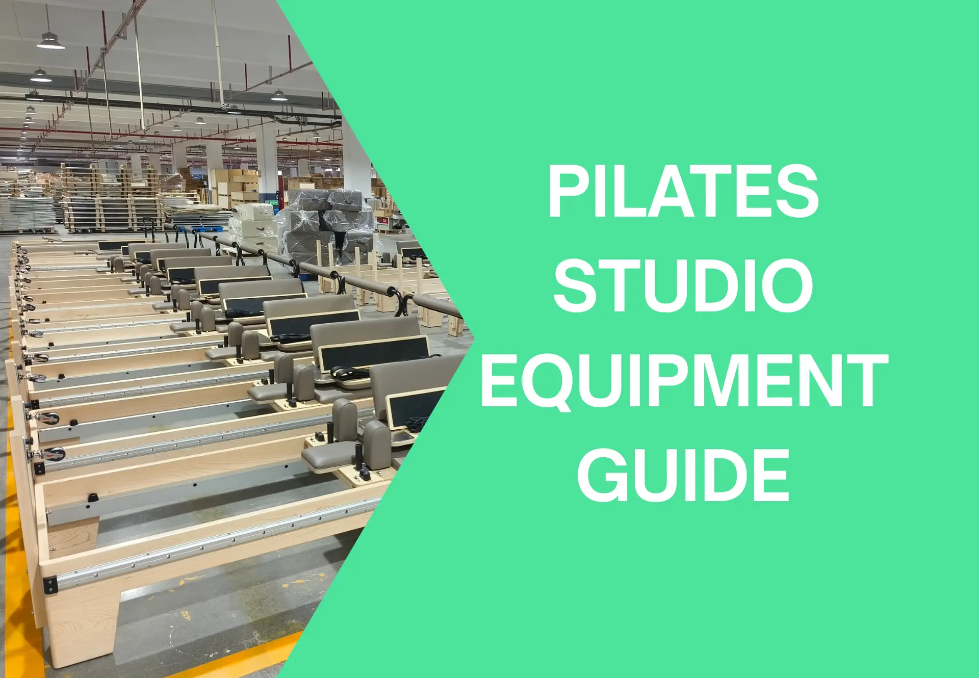 Professional Pilates studio equipment setup with reformers for commercial studio classes.
