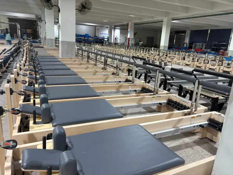 Pilates reformer sample room used for configuration review and product comparison