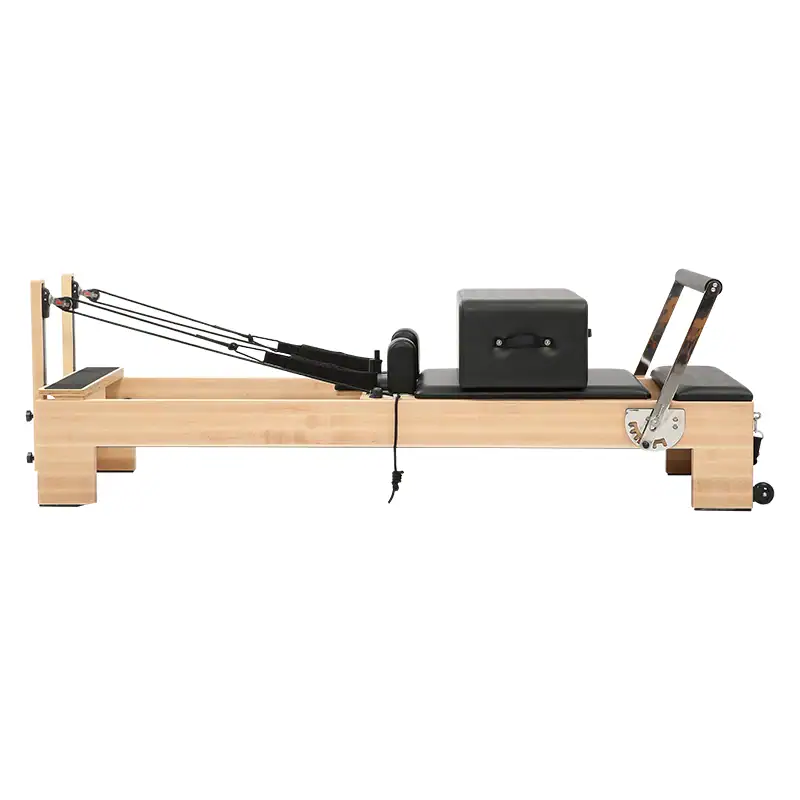Ergonomic curved leg design of spliced maple reformer