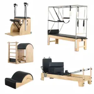 5-Piece Oak Wood Pilates Equipment Set for Studios