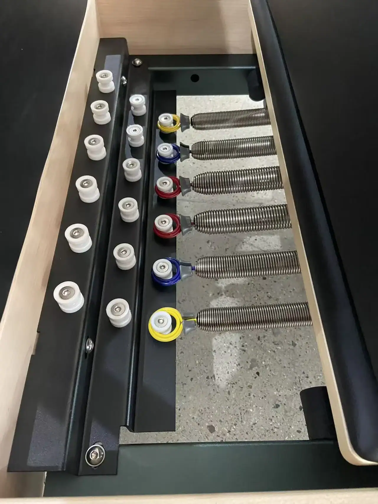 WD-MS-003 wooden Pilates reformer spring system maintenance detail