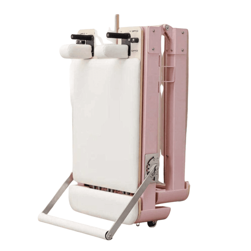 Customizable foldable reformer for Pilates instructors and studios