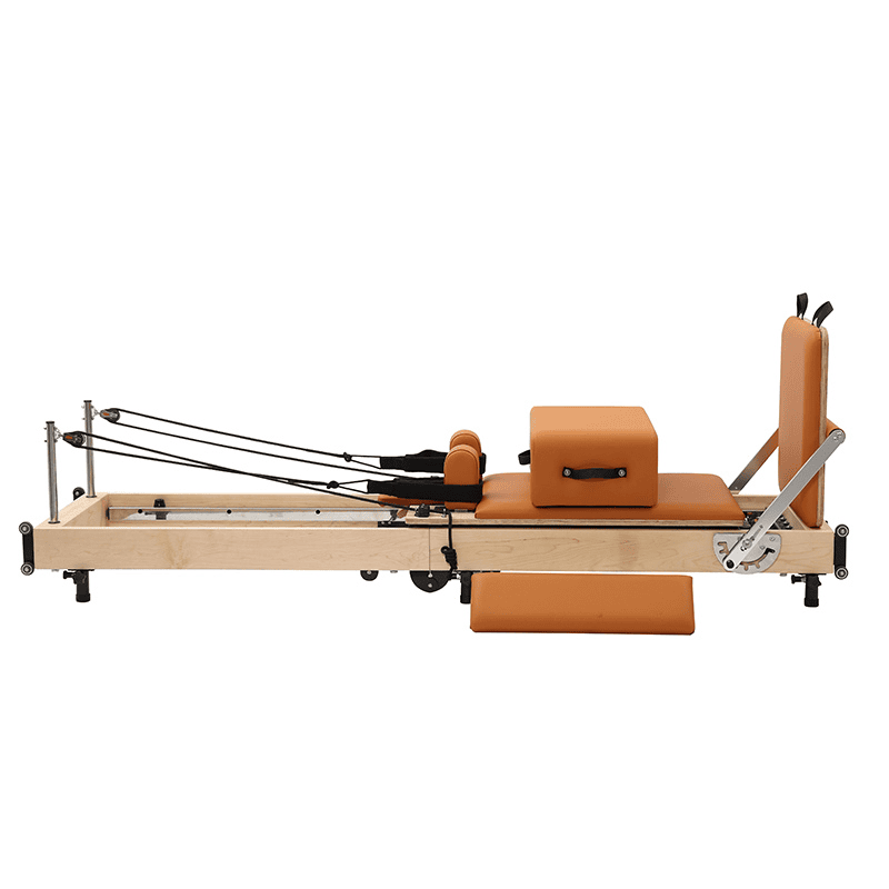 Lightweight foldable reformer Pilates bed for small spaces
